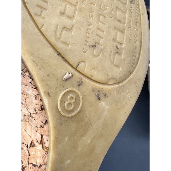 Chinese Laundry Patent Leather Wedges Cork Heel Sling Strap Size 8M Festival - Picture 7 of 9